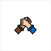 Two hands shaking hands icon vector