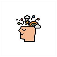 A cartoon head with a rainbow coming out of it vector