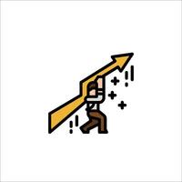 A man is holding an arrow and climbing up a mountain vector
