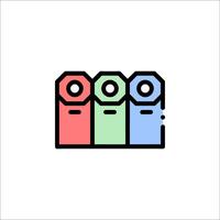 A line icon of three colored pencils vector