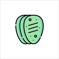 A green slice of bread with a line drawn on it vector