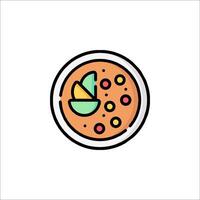 A pizza icon on a plate with a slice of pizza vector