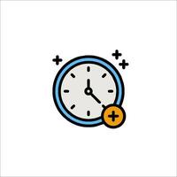 A clock icon with a plus sign on it vector