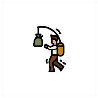 A man with a backpack and a bag is carrying a bag vector