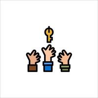 Hands reaching for a key icon vector