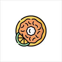 A donut with a slice of lemon on it vector