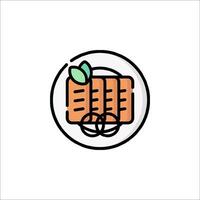 A plate with a slice of bread and a leaf vector
