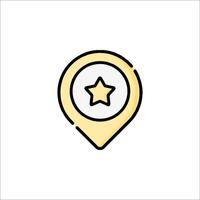 A star icon on a map pointer vector