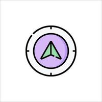 A compass icon with a green arrow pointing to the left vector