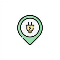 A map pin with an electrical plug icon vector