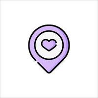 A purple pin with a heart on it vector