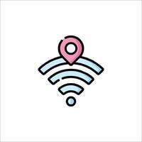 A wifi icon with a pin on it vector