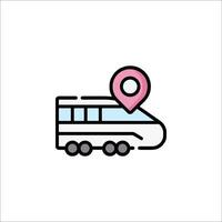 A train icon with a map pin on it vector