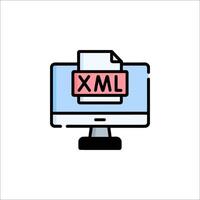 Xml file icon on a computer monitor vector