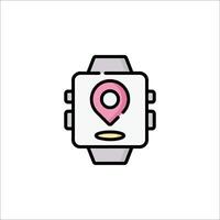 A watch with a map icon on it vector