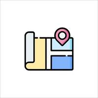 A map icon with a pin pointing to it vector