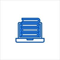 A laptop icon with stacks of books on it vector