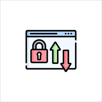 A web page with a padlock and arrow pointing up vector