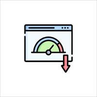 A meter with an arrow pointing down on a monitor vector