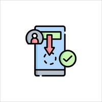 A phone with a check mark and a button vector