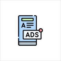 Ads icon on white background vector