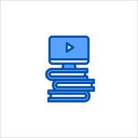 A computer and books on a white background vector
