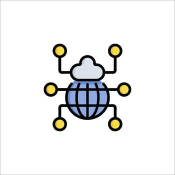 A globe with a cloud on it and a cloud connected to it vector