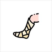 A cartoon illustration of a foot with a bandage vector