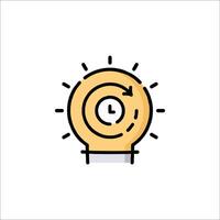 An icon of a light bulb with a clock inside vector