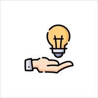 Hand holding a light bulb icon vector
