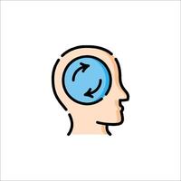 An icon of a person's head with arrows pointing in different directions vector
