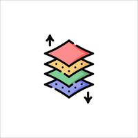 A stack of colorful squares with arrows pointing up vector