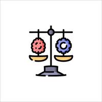 A balance scale with two donuts on it vector