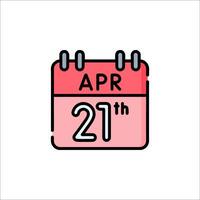 A calendar with the date april 21st on it vector