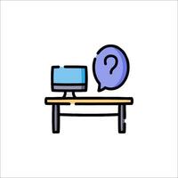 Computer desk with question mark icon illustration vector