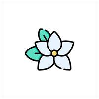 A flower icon with leaves and petals vector
