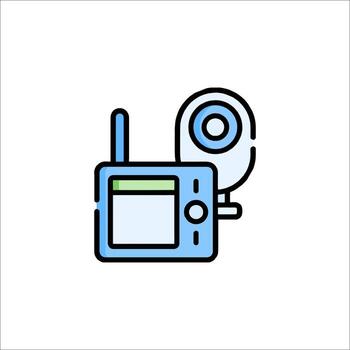 A camera and a monitor icon on a white background vector