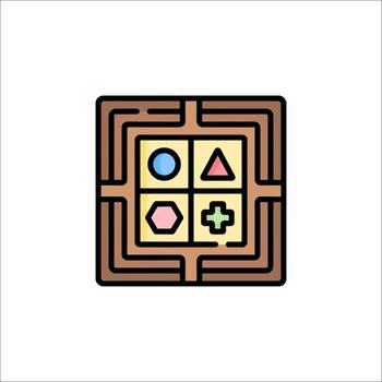 A maze with a square and a square with different shapes vector