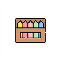 A box with colored crayons in it vector