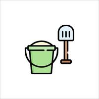 A bucket and shovel icon on a white background vector