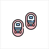 Two baby shoes with a bow tie on them vector