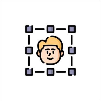 un del hombre cara en un cuadrado con cuadrícula alrededor eso vector