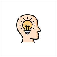 A man's head with an idea light bulb icon vector