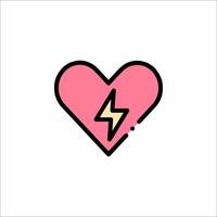 A pink heart with a lightning bolt on it vector