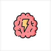 Brain lightning icon illustration vector