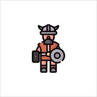 A viking with a shield and helmet icon vector