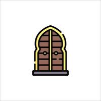 An illustration of a door with a golden handle vector