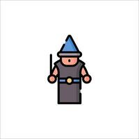 A wizard with a hat and a sword vector