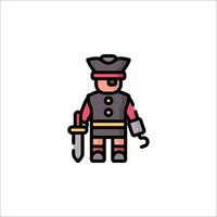 A cartoon pirate with a sword and a hat vector