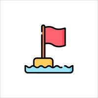 A red flag on a rock in the water vector
